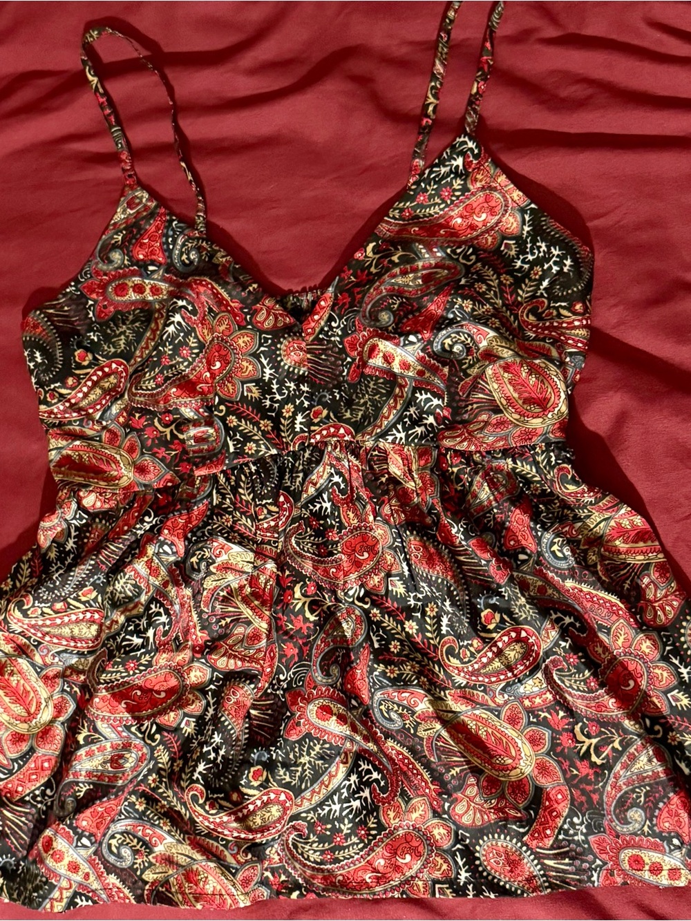Earthbound Trading Co Paisley Babydoll Cami Top S Boho Y2K Whimsigoth